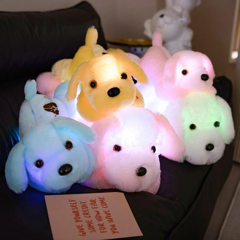 Luminous Dog Plush Toy Cute Cartoon Stuffed Soft Lying Animal Doll Anti Stress Home Decor Toys Gift Birthday Party Toys Kids