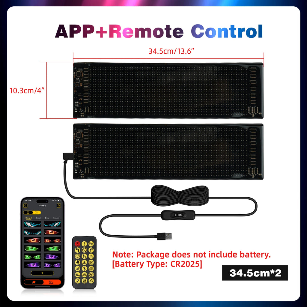 Truck Car Devil Eye LED Pixel Matrix Panel Sign Light App Remote Control 5V USB Custom Lighting Scrolling For Board Windshield
