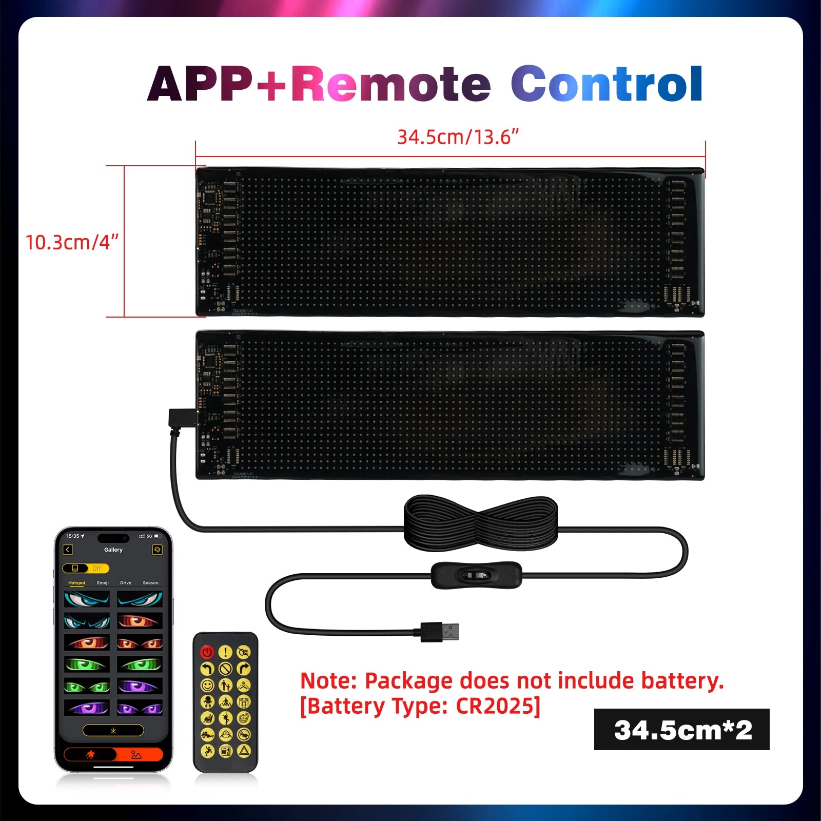 Truck Car Devil Eye LED Pixel Matrix Panel Sign Light App Remote Control 5V USB Custom Lighting Scrolling For Board Windshield