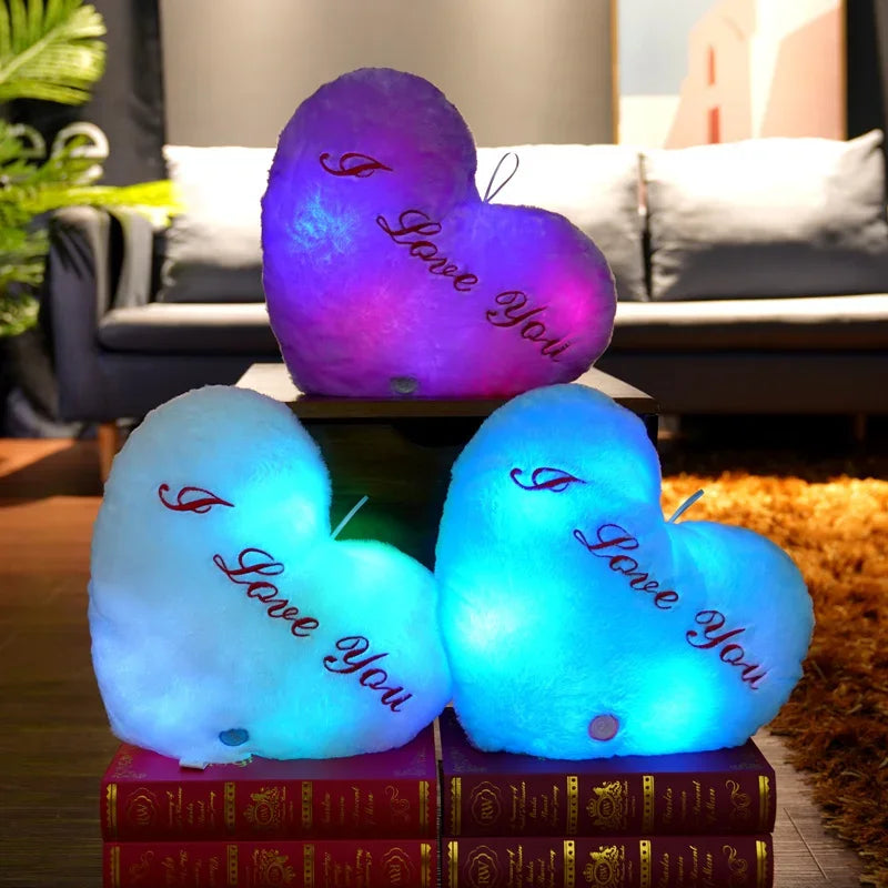 Light Up LED Love Heart Plush Toy Soft Plush Stuffed Luminous Love Throw Pillow Cushion Room Party Decoration Kids Birthday Gift