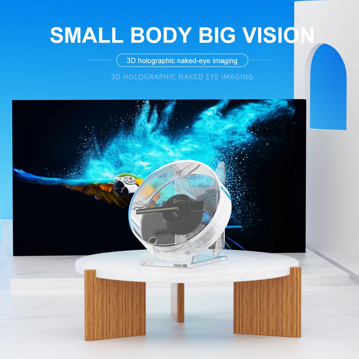 3D Hologram Fan Mini 3D Holographic Projector Advertising Display Light HD Holographic Projector for Stores Bars Party Xmas
