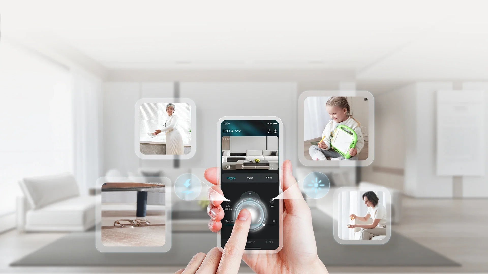 Enabot EBO AIR 2 Companion Robot 2K Home Security Pet Camera Night Vison Wireless APP Remote Control for Dog Cat Baby App Contro