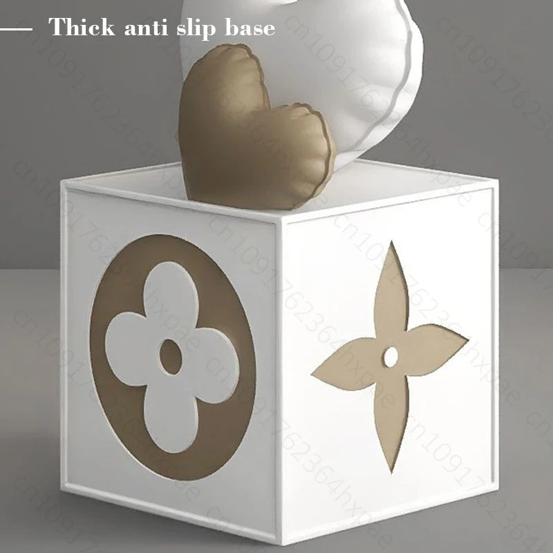 Large Floor Art Statue Home Decor Standing Ornaments Bear Sculpture with Tray Cartoon Bear Figurine for Living Room Stylish