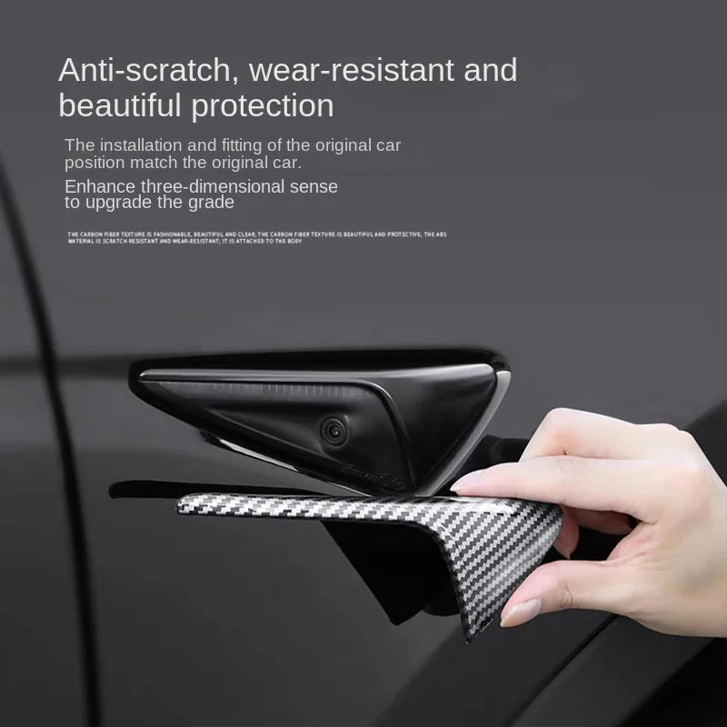 For Tesla Model 3/Y Side Camera Protection Cover Carbon Fiber Fender Trim Cover Car Modification Accessories Tesla 2017-2023