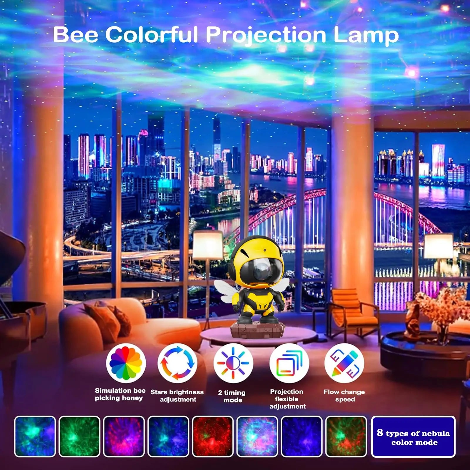 Star Galaxy Night Light Projector for Kids Bedrooms Decoration Star Projector Little Bee Projector Lamp Galaxy Projector