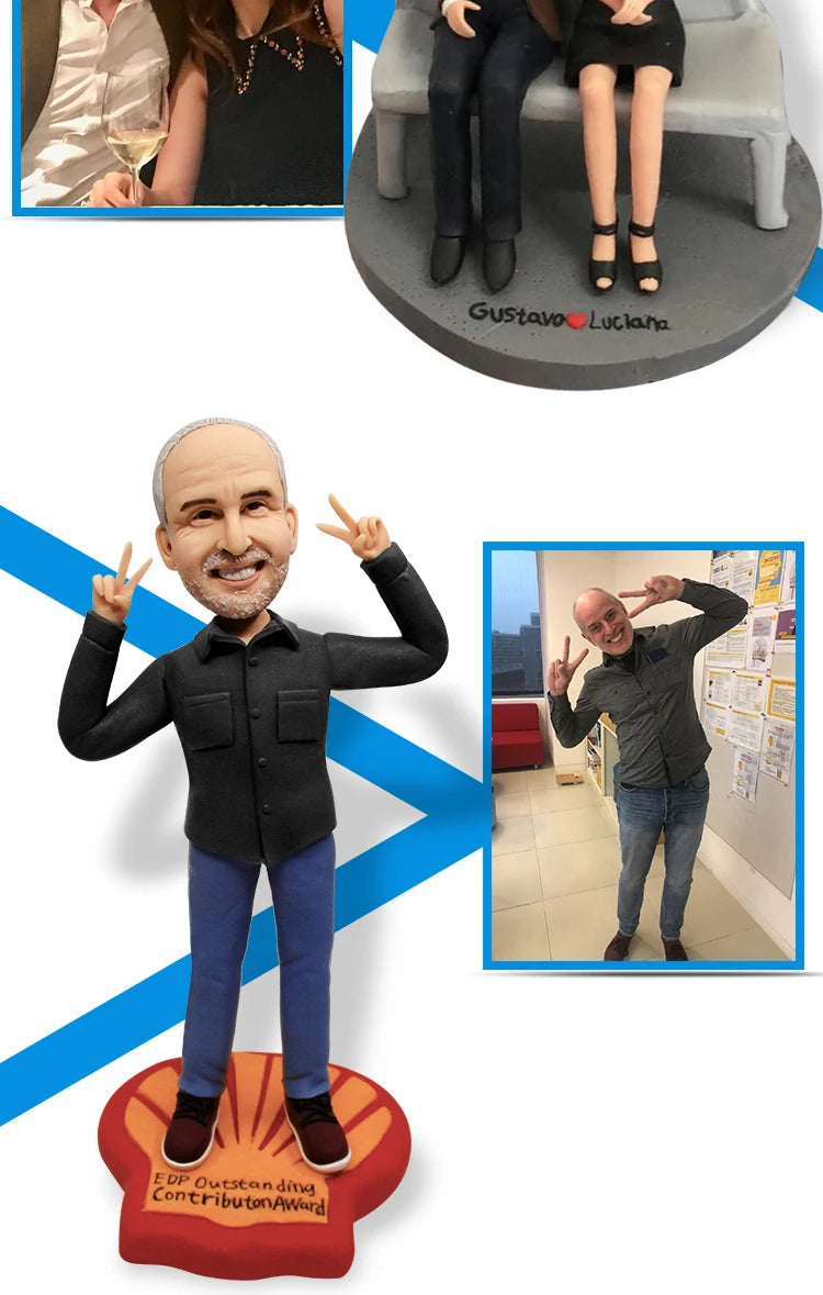 Custom Bobblehead Figurines,Full Body Customization Ai Figure,Personalized 3D Clay Doll Based on Picture,Christmas Gift For wife