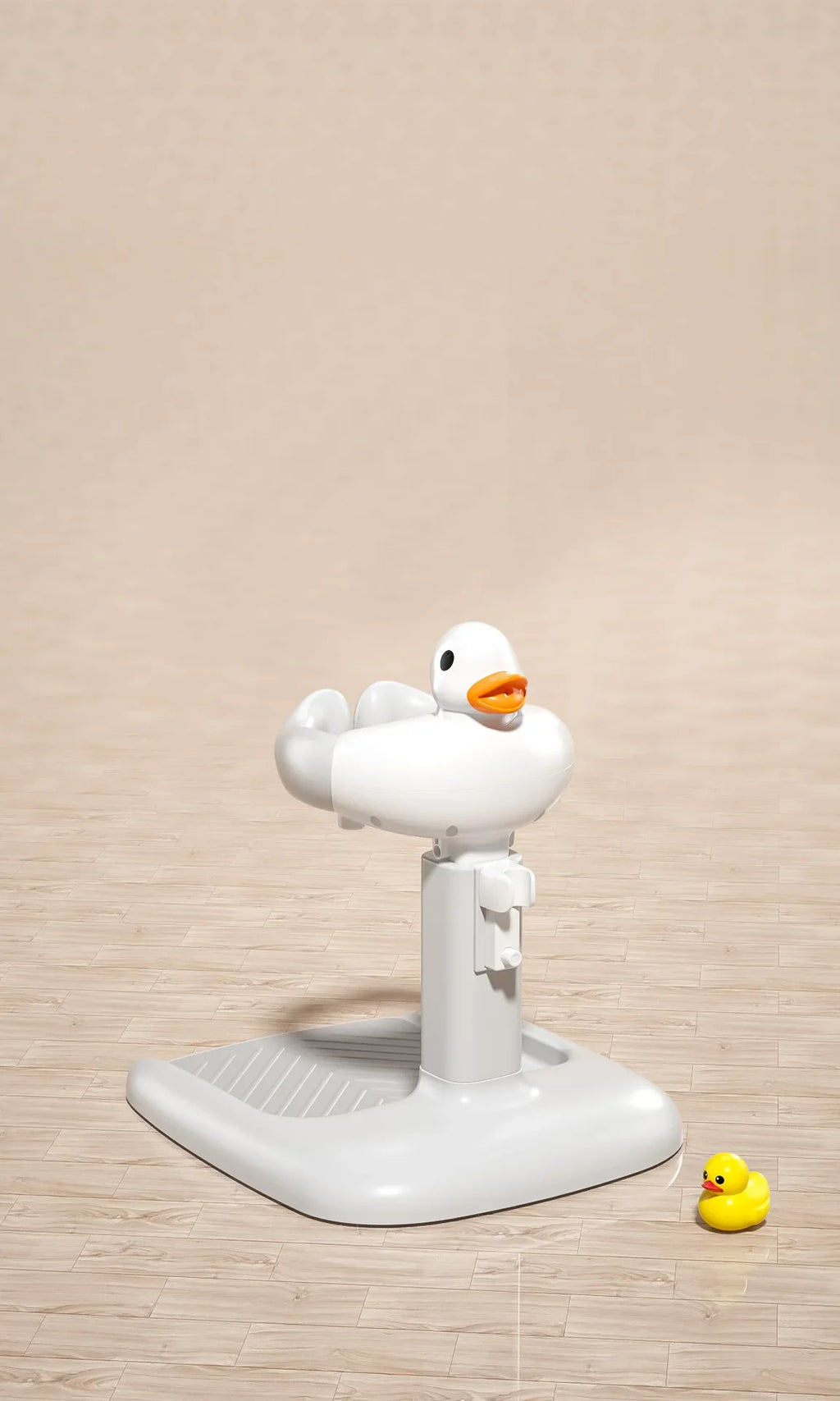 Portable Non-slip Duck Shaped Baby Bath Racks Shower Helper Handle Adjust Length Stand Themselves for Standing Toddler Shower