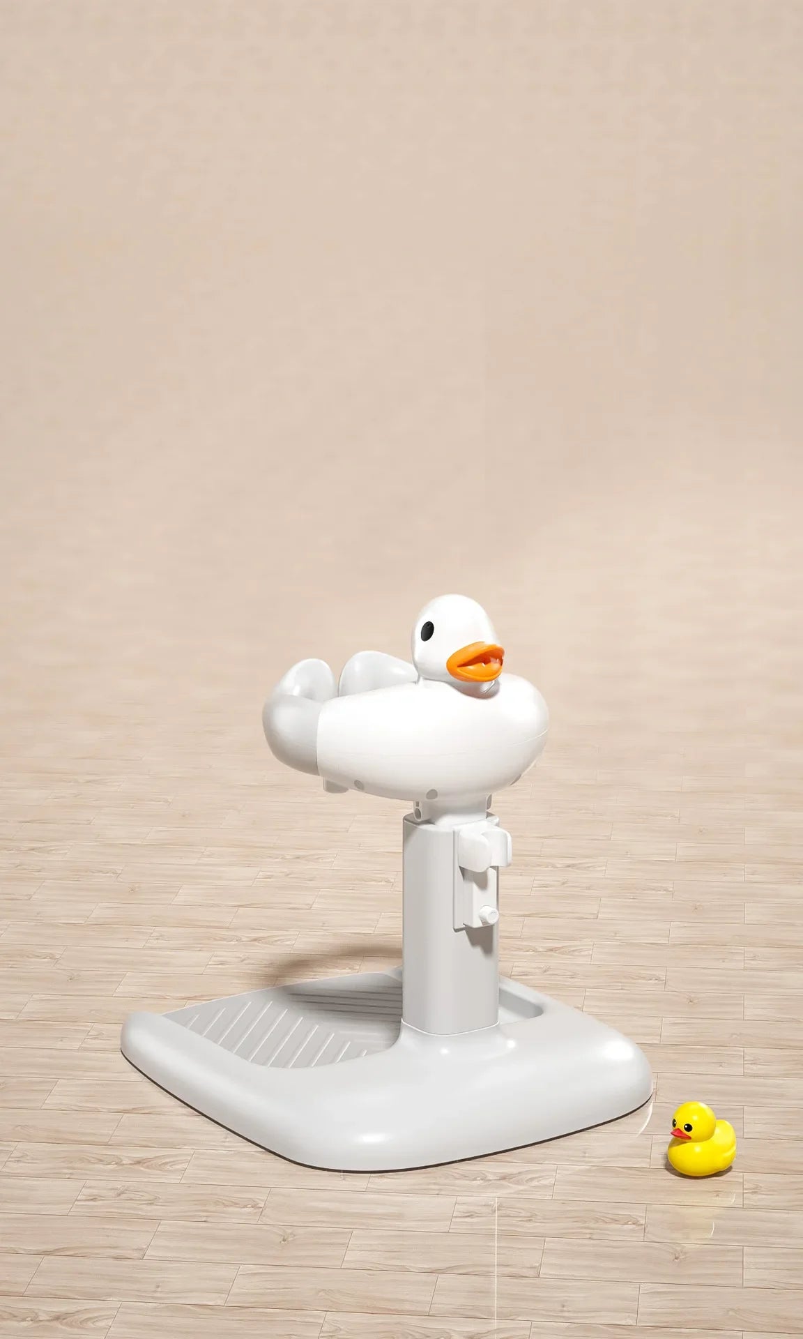 Portable Non-slip Duck Shaped Baby Bath Racks Shower Helper Handle Adjust Length Stand Themselves for Standing Toddler Shower