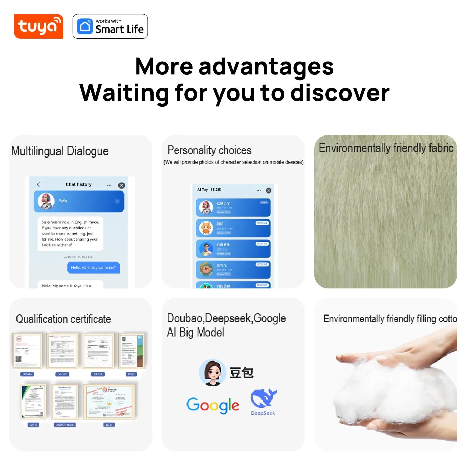 Cute Gray BOBO:AI Plush Robot Smart Interactive Toy w/LED Eyes&Voice Control,USB Rechargeable Companion for Kids Gifts/SmartHome