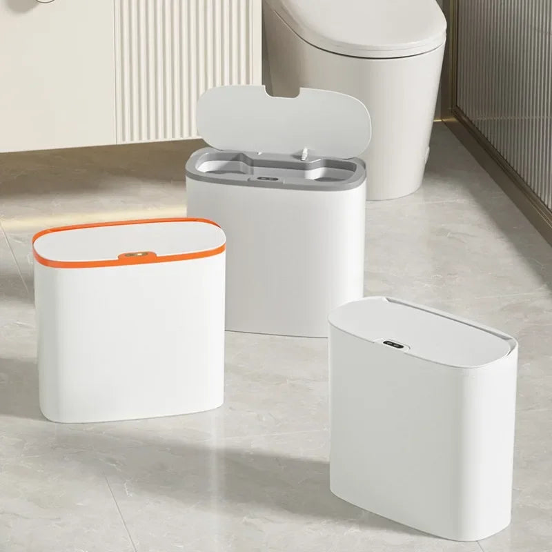 14L Bathroom Smart Trash Can Wall Mounted Waterproof Garbage Bin Automatic Sensor Wastebasket Narrow Dustbin for Kitchen