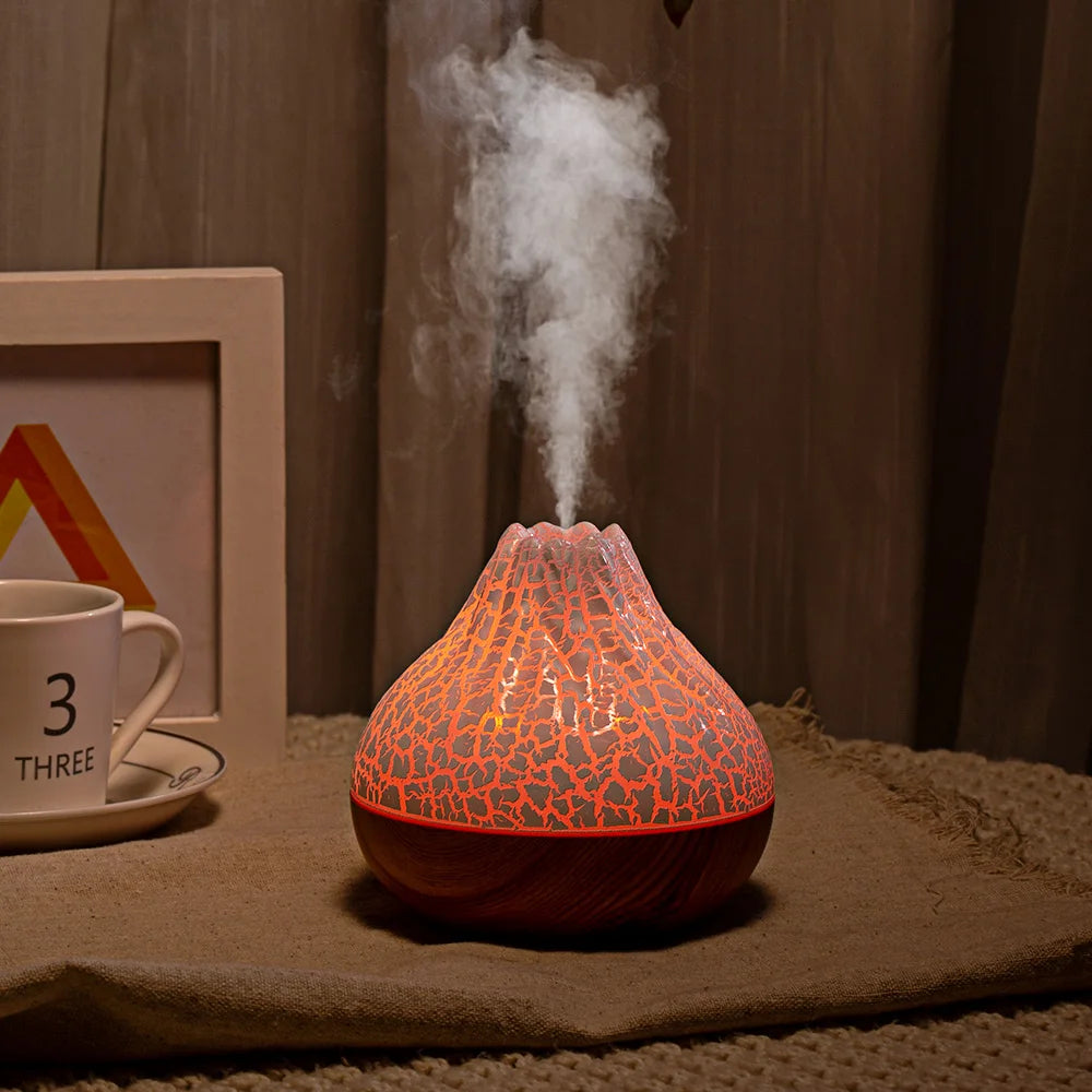 Volcano Air Humidifier Snow Mountain Essential Oils Diffuser Large Capacity Water Tank USB Aroma Diffuser Colorful Night Lights