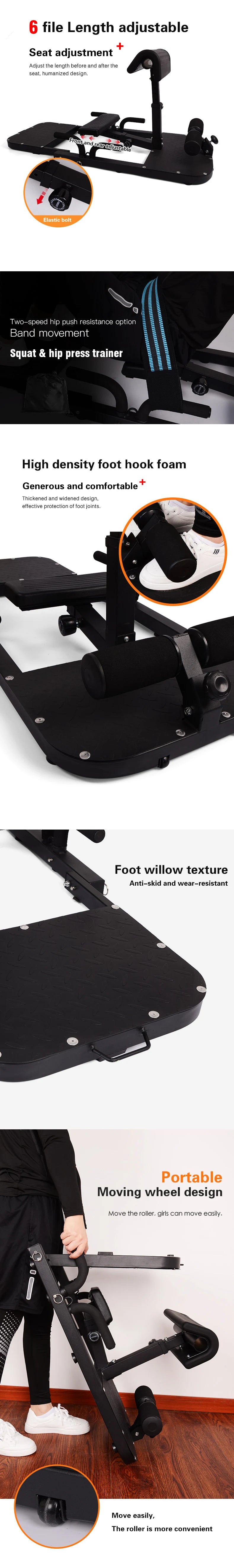 Gym Equipment Abdominal Hip Leg Trainer Adjustable Sissy Squat Machine Leg Exerciser Equip