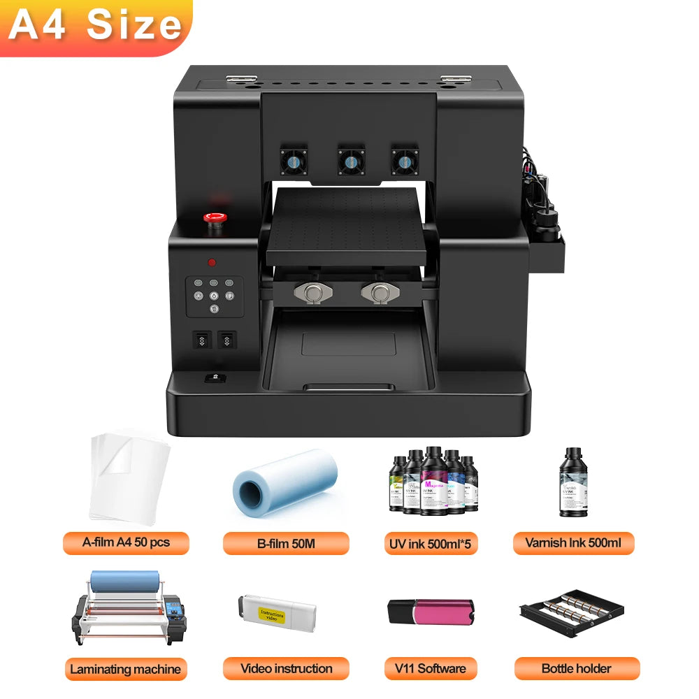 A3 UV Printer L805 UV Flatbed Printing Machine A3 UV DTF Sticker Printer For Bottle Wood Pen Metal A4 UV Sticker Printer