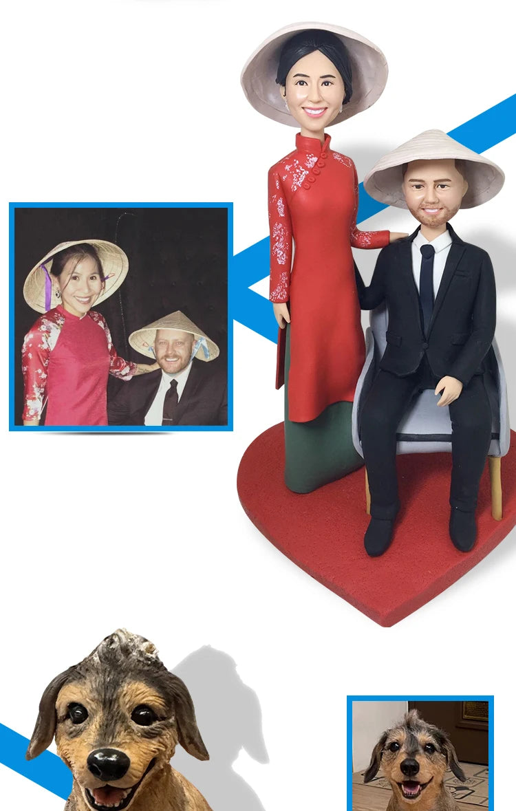 Custom Bobblehead Figurines,Full Body Customization Ai Figure,Personalized 3D Clay Doll Based on Picture,Christmas Gift For wife