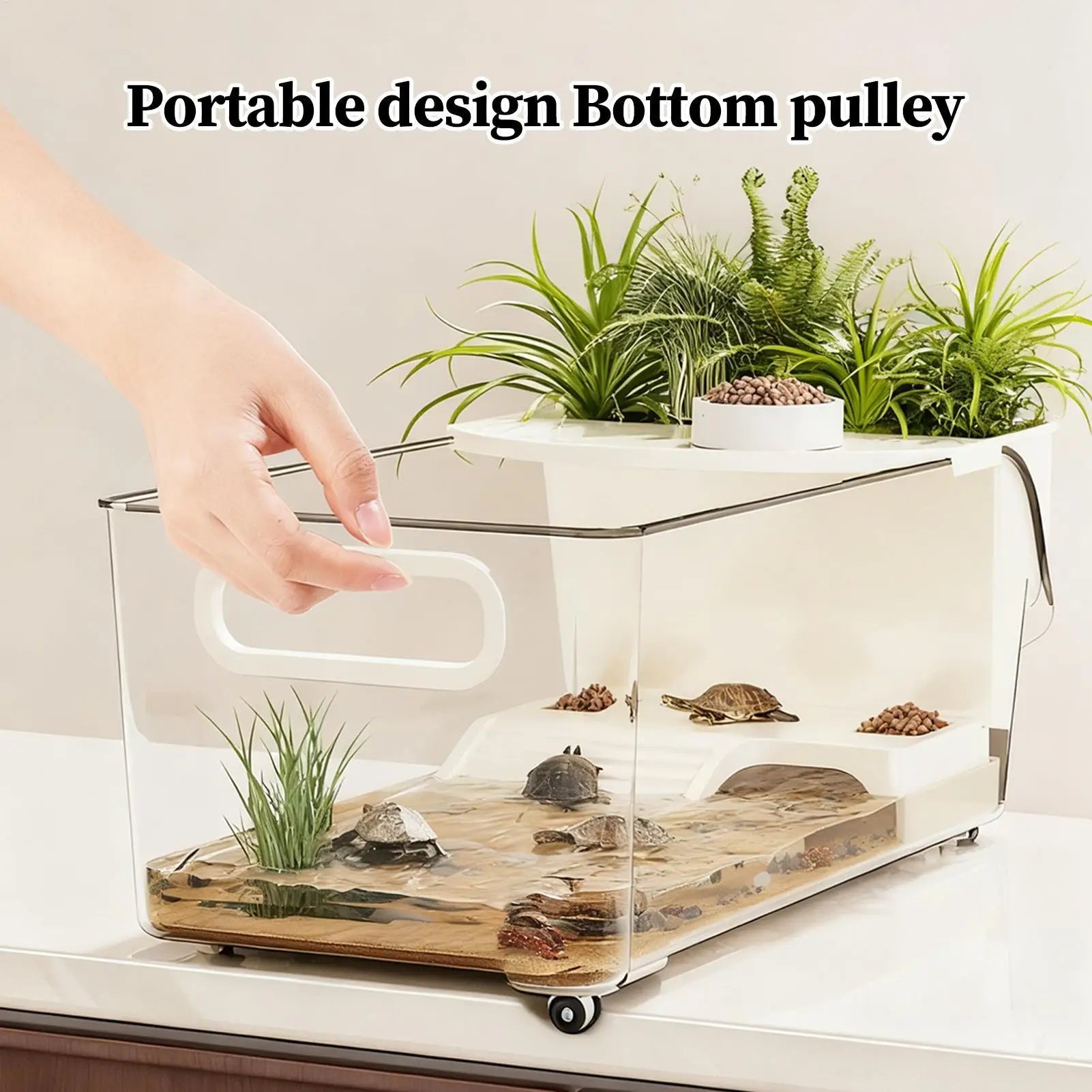 Aquatic Turtle Tank Large Detachable Terrarium Multi-Function Area Tortoise Aquarium Tank For Tree Frog Salamanders Crayfish
