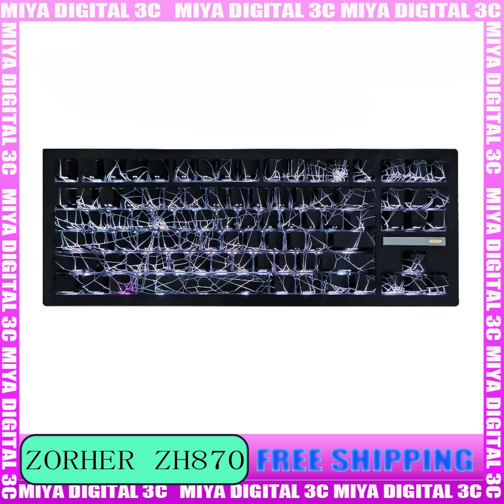 Zorher ZH870 Wireless Mechanical Keyboard Bluetooth Tri Mode RGB Hot Swap Gaming Keyboards Customized PBT Keycap PC Accessory