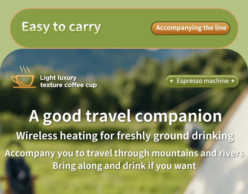 2-in-1 Wireless Electric Espresso Coffee Machine for Car & Home Camping Portable Coffee MakerCapsule Powder Travel Coffee Maker