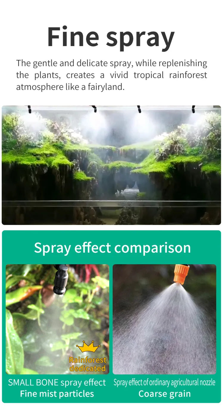 Terrarium Fogger Misting System Rainforest Sprayer Indoor Plant Watering System Automatic Misting for Reptiles Chameleons Herbs