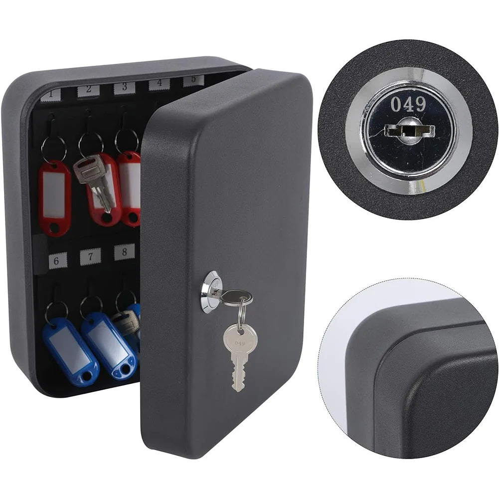 Combination Key Cabinet 20 Key Hooks Key Box Wall Mounted with Key/Code Lock Locking Key Organizer Key Cabinet Security Lock Box