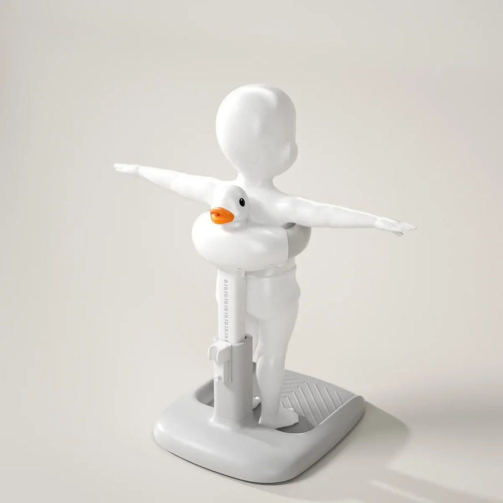 Portable Non-slip Duck Shaped Baby Bath Racks Shower Helper Handle Adjust Length Stand Themselves for Standing Toddler Shower