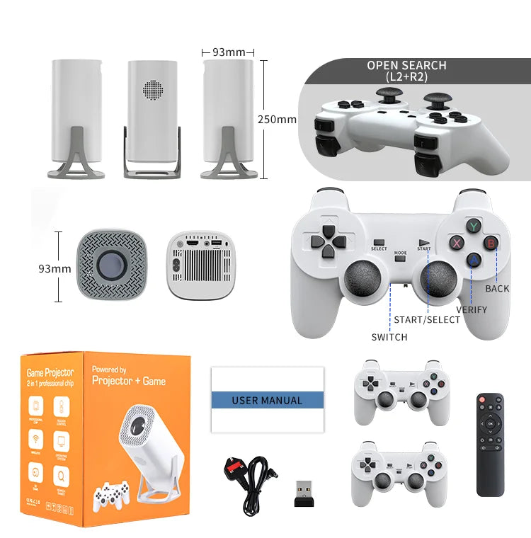 3000+Games Projectors 4K HD wifi 6 BT5.4 Android 11 64G home theaters sound Low noise Dual gamepads Outdoor Projetor