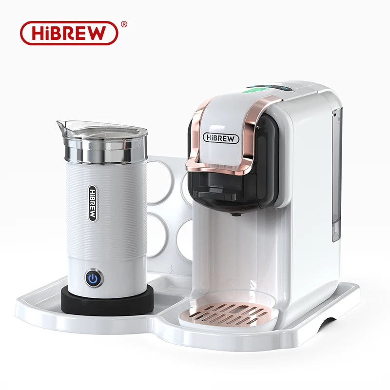 HiBREW 5 in 1 Multiple Capsule Coffee Machine Hot/Cold DG Cappuccino Nes Small Capsule ESE Pod Ground Coffee Cafeteria 20Bar H2B