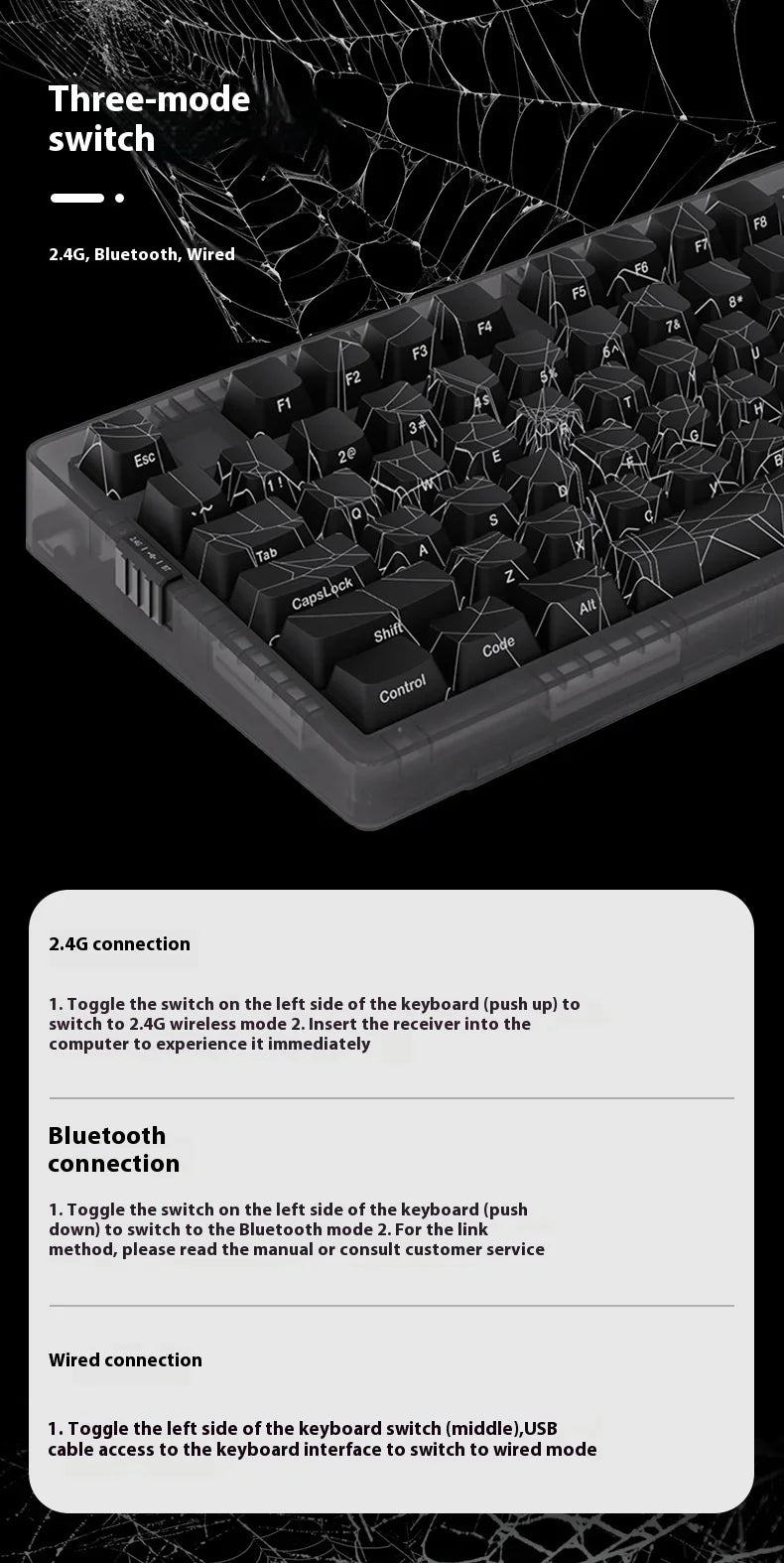 ZORNHER Zuohe ZH980 Spider Web Mechanical Keyboard 3mode RGB Wireless Gaming Keyboards Hot Swap Customise Pc Accessories Gifts