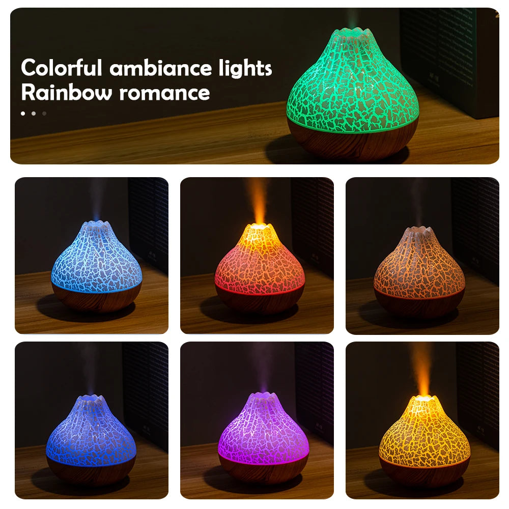 Volcano Air Humidifier Snow Mountain Essential Oils Diffuser Large Capacity Water Tank USB Aroma Diffuser Colorful Night Lights