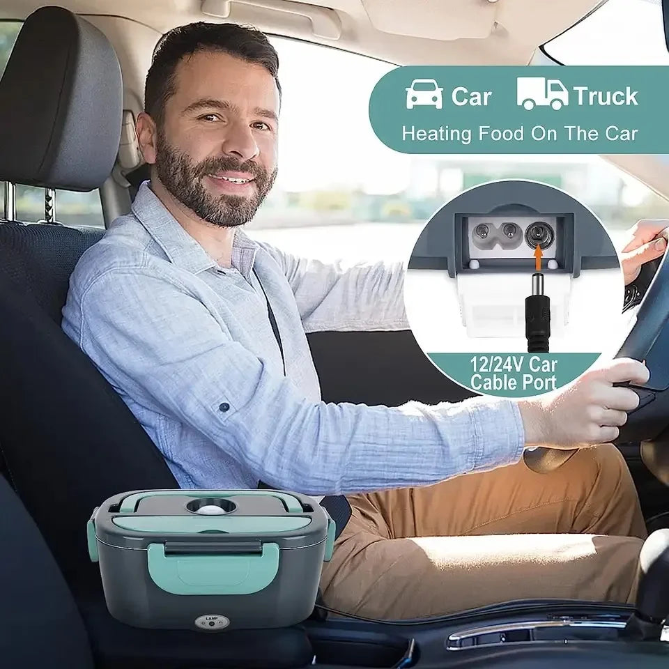 1.5L 60W Electric Lunch Box Food Warmer Portable Food Heater for Car Or Home - Leak Proof, Lunch Heating Microwave for Truckers