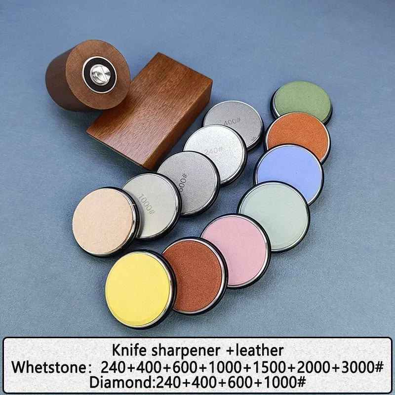 Diamond Sharpening StoneMagnetic Rolling Knife Sharpener  Wood Kitchen Grinding System 15 20 Degrees Angle Roller Accessory