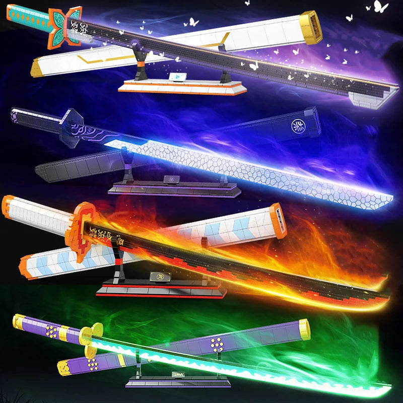 Demon Slayer OneMOC Piece Katana Luminous Sword Building Blocks Diy Model Educational Toy Assembly Weapon Toy Brick for Children