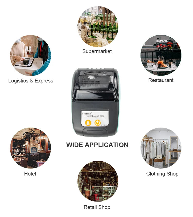 Mini Portable Thermal Receipt POS Printer Wireless Bluetooth 58mm Ticket Bill IOS Android PC Invoice Business Retail Ink-free