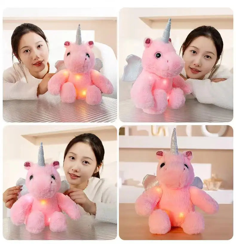 25cm simulated luminous unicorn plush toy filled with plush toys, figurine dolls, cartoon anime cute gifts, children's fun dolls
