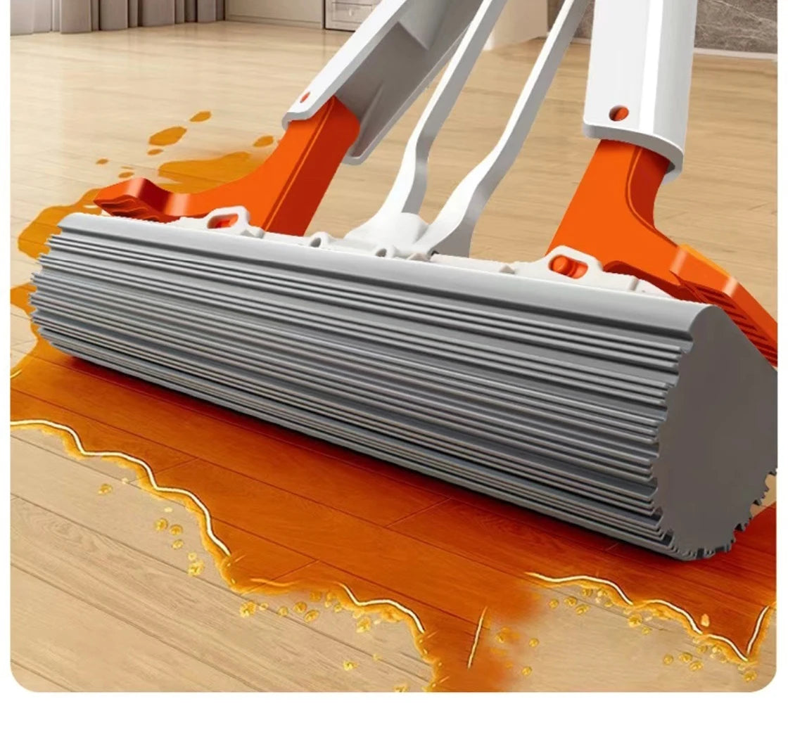 New Squeezed Self Draining Rubber Cotton Mop Hand Free Magic Self-cleaning Flat Mop Reusable Sponge Household Floor Cleaning