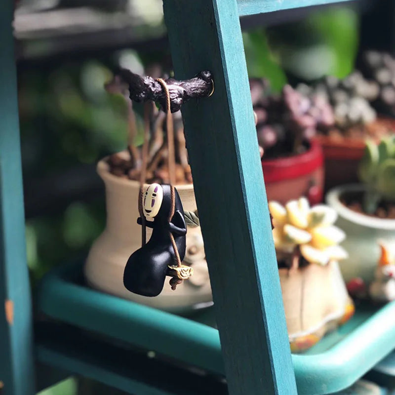 Spirited Away No-Face Swinging Car Charm Hanging Ornament Rearview Mirror Decoration Anime Themed Car Accessory