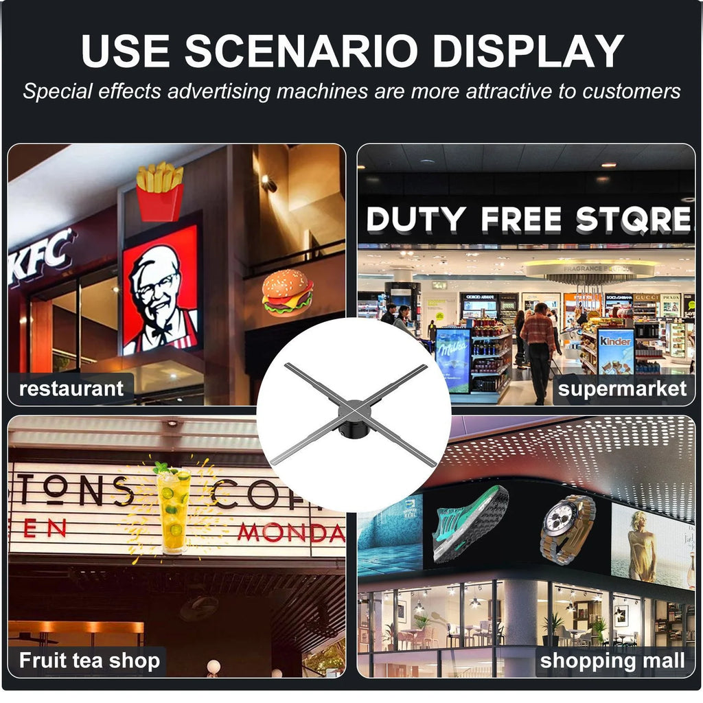 3D Hologram Fan LED Illuminated Sign Holiday Advertising Lights WIFI Remote Control Display Image Video Hologram Projecter