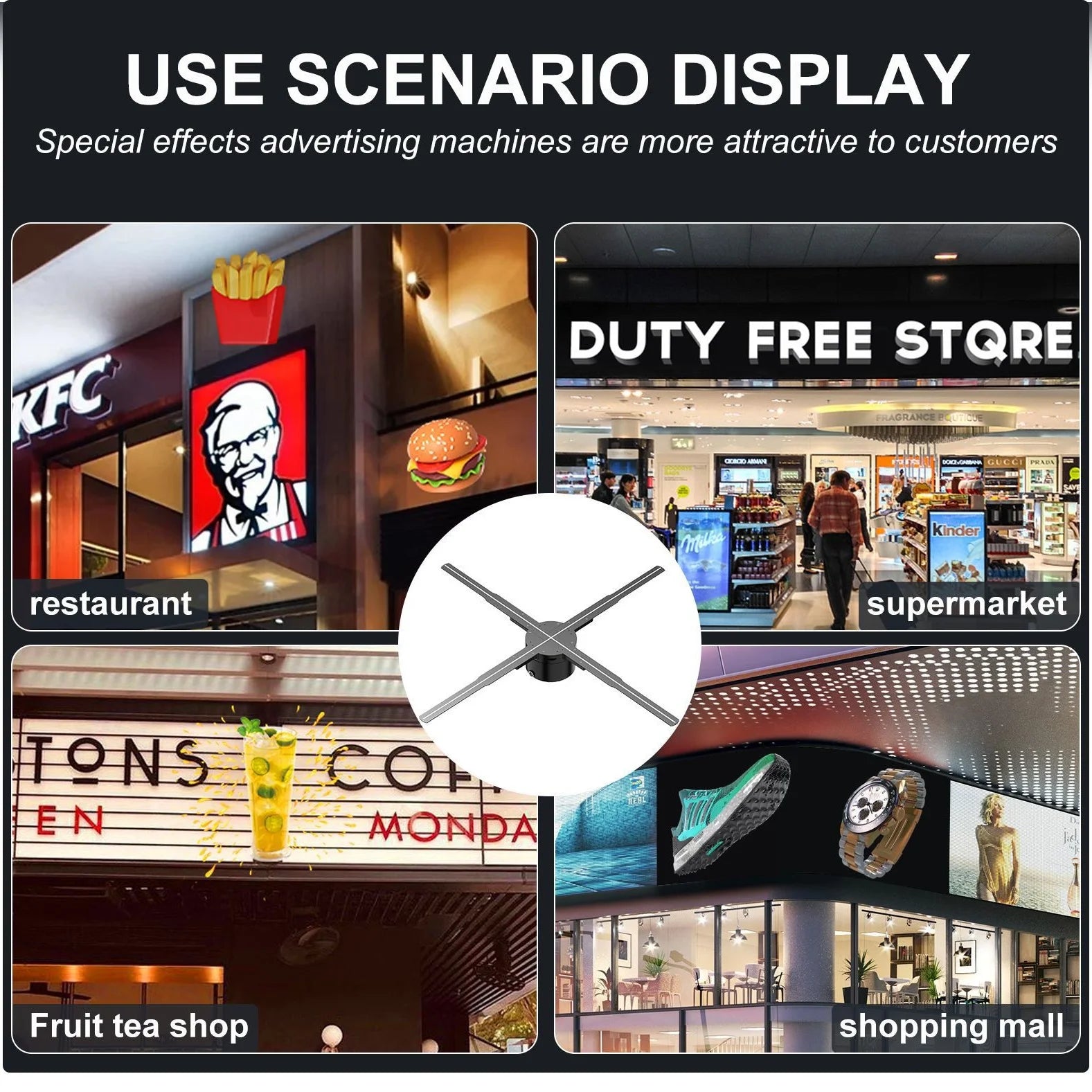 3D Hologram Fan LED Illuminated Sign Holiday Advertising Lights WIFI Remote Control Display Image Video Hologram Projecter