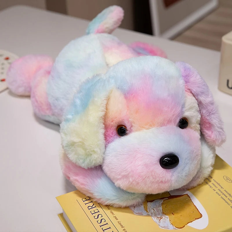 Creative Lie Dog Toy Luminous Pillow Soft Stuffed Plush Glowing Colorful Stars Cushion Led Light Toys Gift