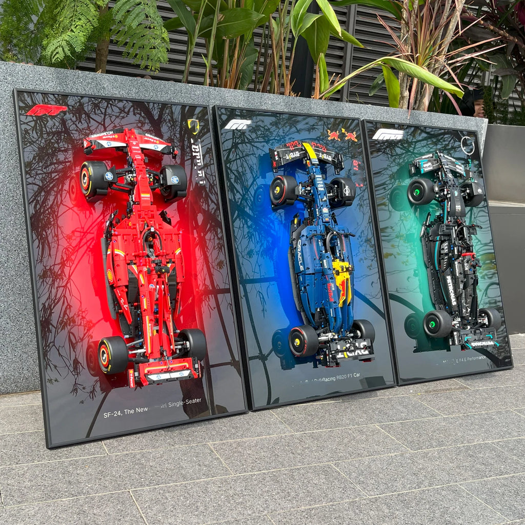 Wall Mount Display for LEGO 42171 Mercedes-AMG F1 W14 E 42207 Ferrari SF-24 F1 42206 Red Bull Racing RB20 F1--Display Wall only