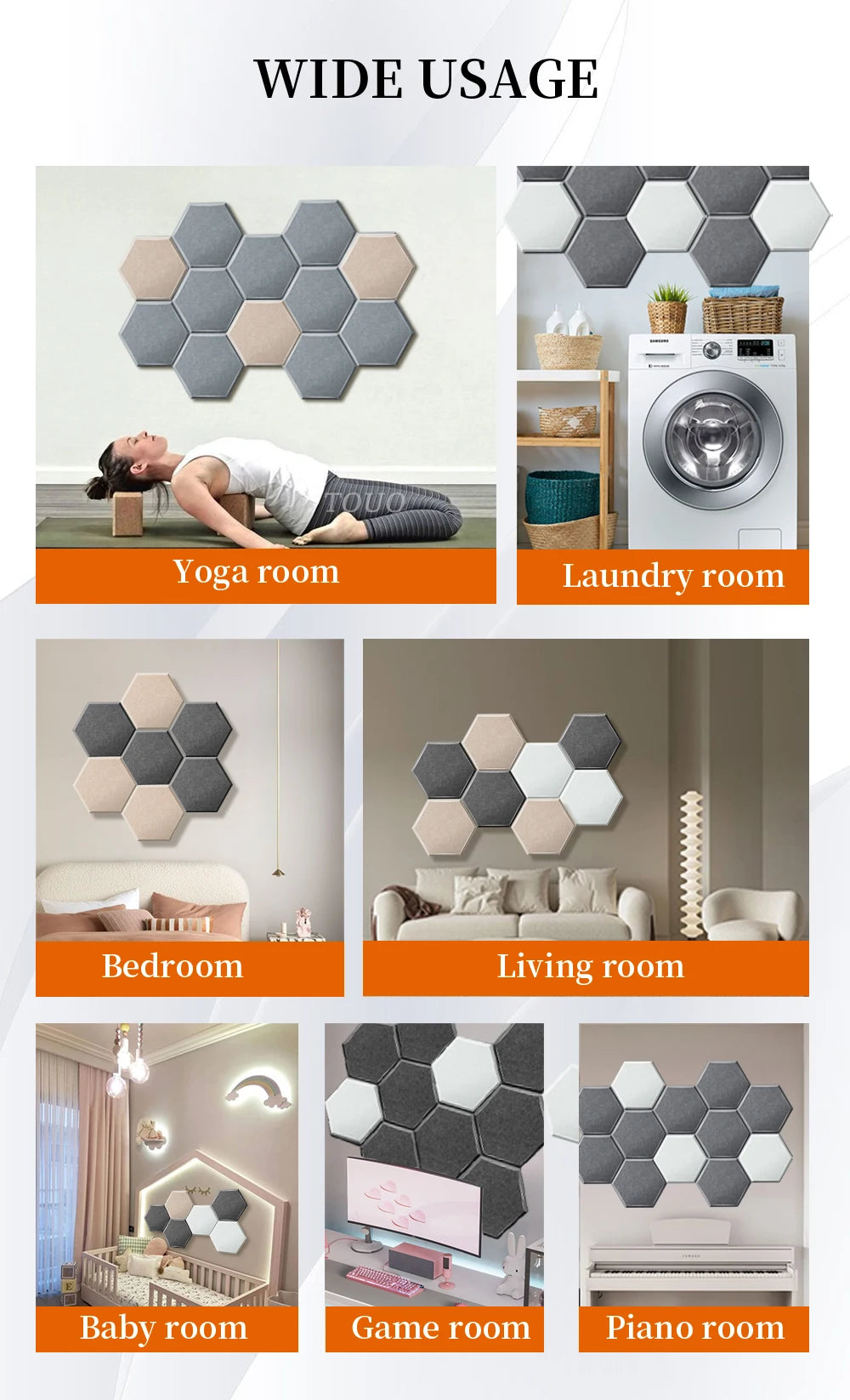 TOUO Sound Absorbing Panel 6 Pcs High-Density Material Home Accessories Noise Insulation For Walls Drum Room Acoustic Treatment