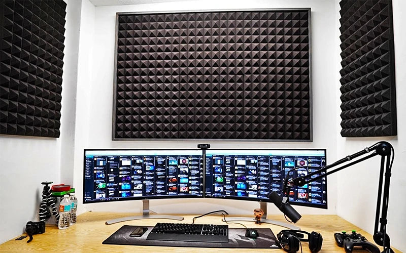 TOUO Acoustic Foam 6-48 Pcs Pyramid Soundproofing Sponge Pad High Density Sound Absorbing Foams Drum Room Acoustic Treatment