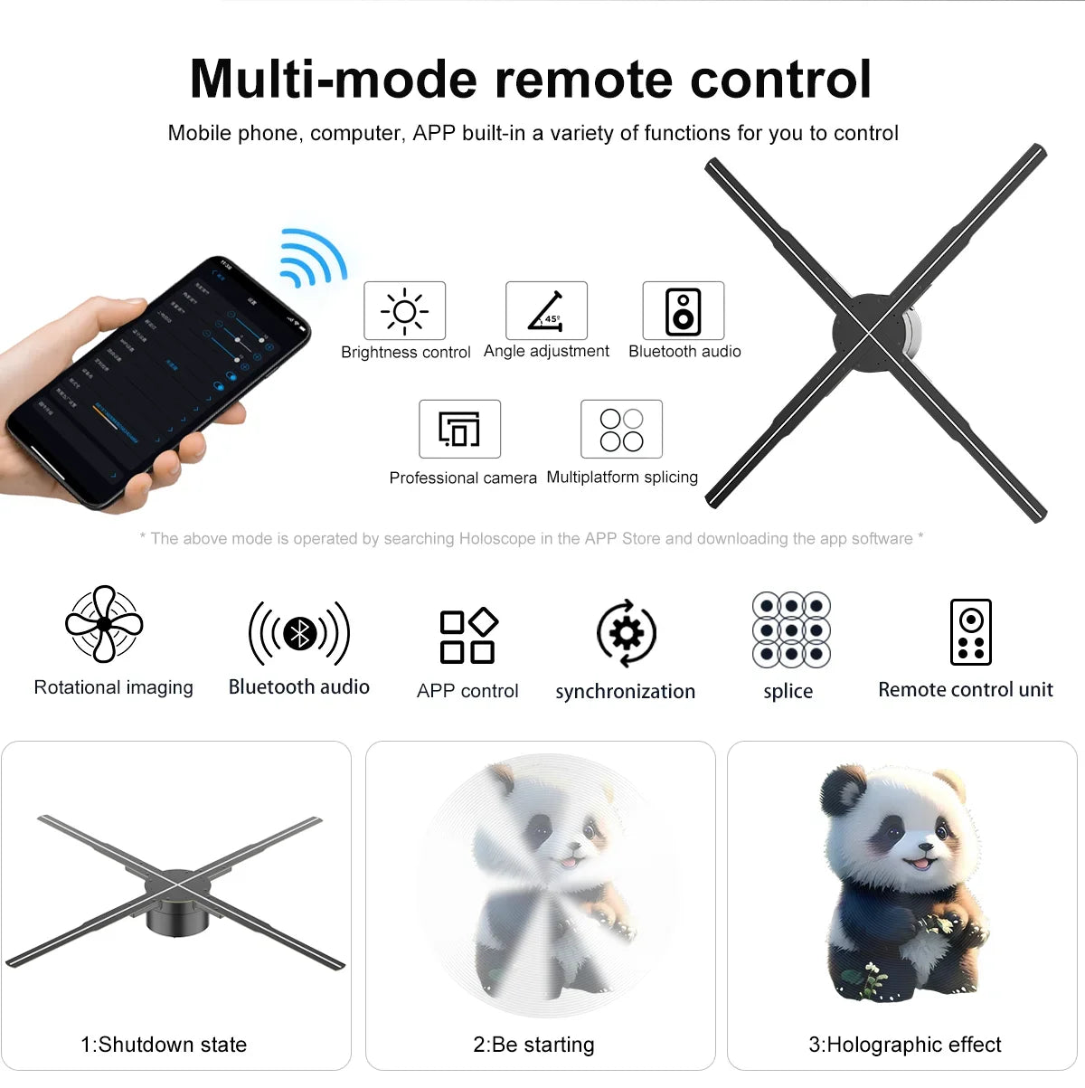 3D Hologram Fan LED Illuminated Sign Holiday Advertising Lights WIFI Remote Control Display Image Video Hologram Projecter