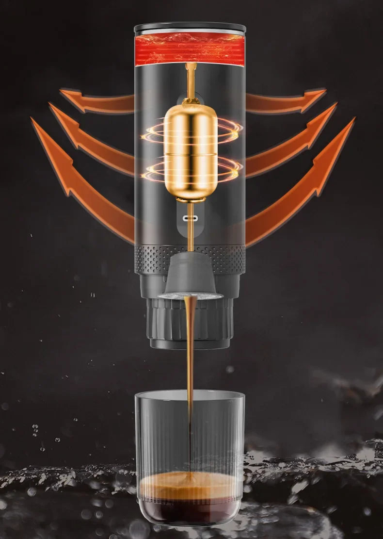 2-in-1 Wireless Electric Espresso Coffee Machine for Car & Home Camping Portable Coffee MakerCapsule Powder Travel Coffee Maker