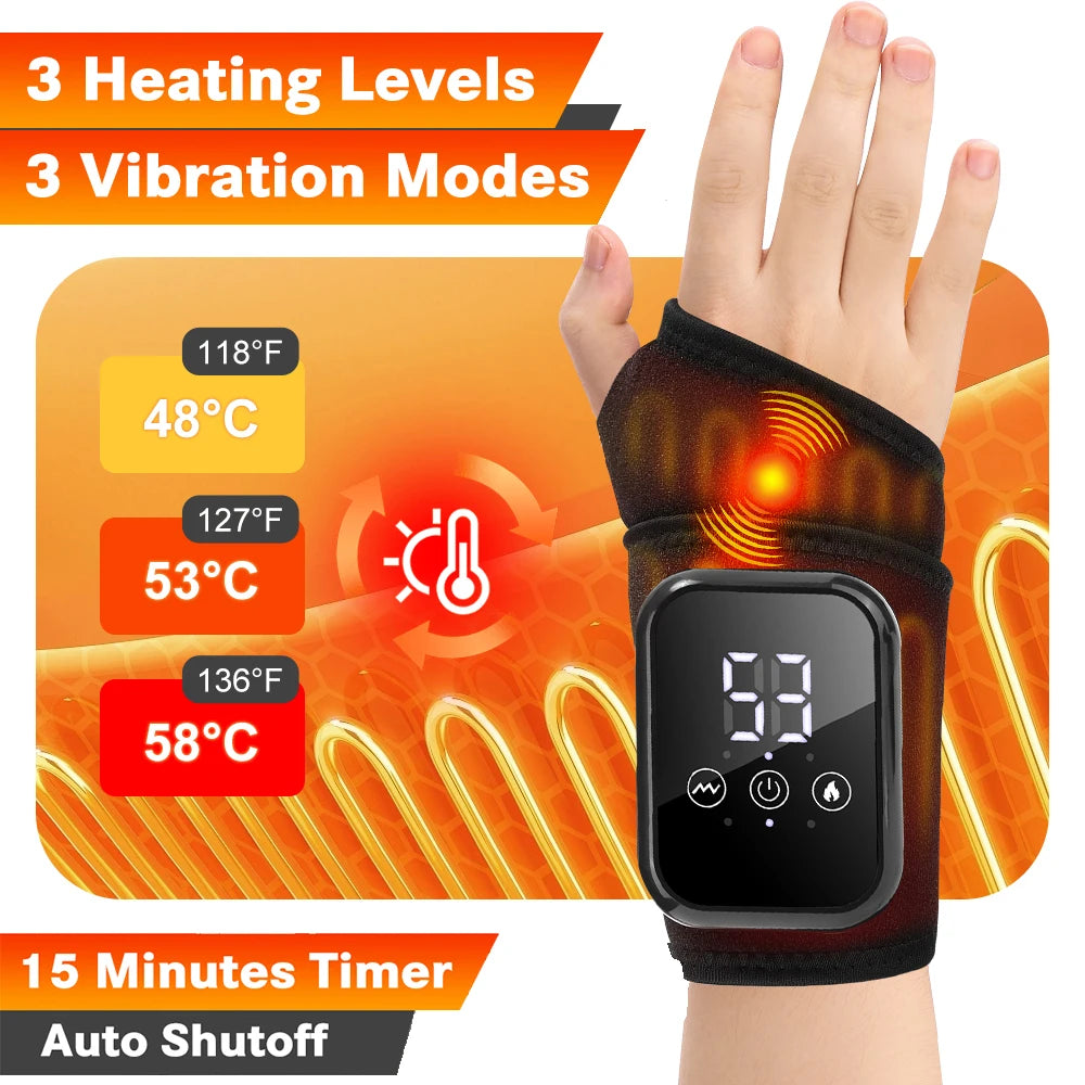 Electric Heating Hand Wrist Massager Wireless Thermal Wrist Brace Wrist Protector 5 Infrared Hot Compress 3 Vibration Wristband
