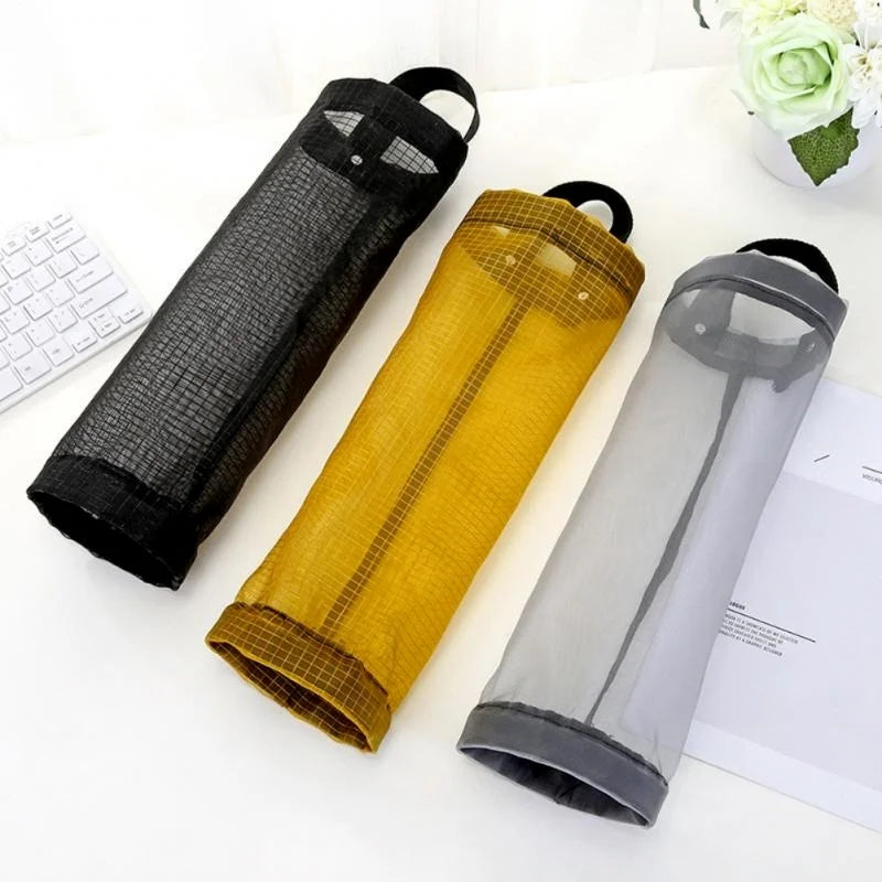 Home Grocery Bag Holder Wall Mount Plastic Bag Holder Dispenser Hanging Storage Trash Garbage Bag Kitchen Garbage Organizer