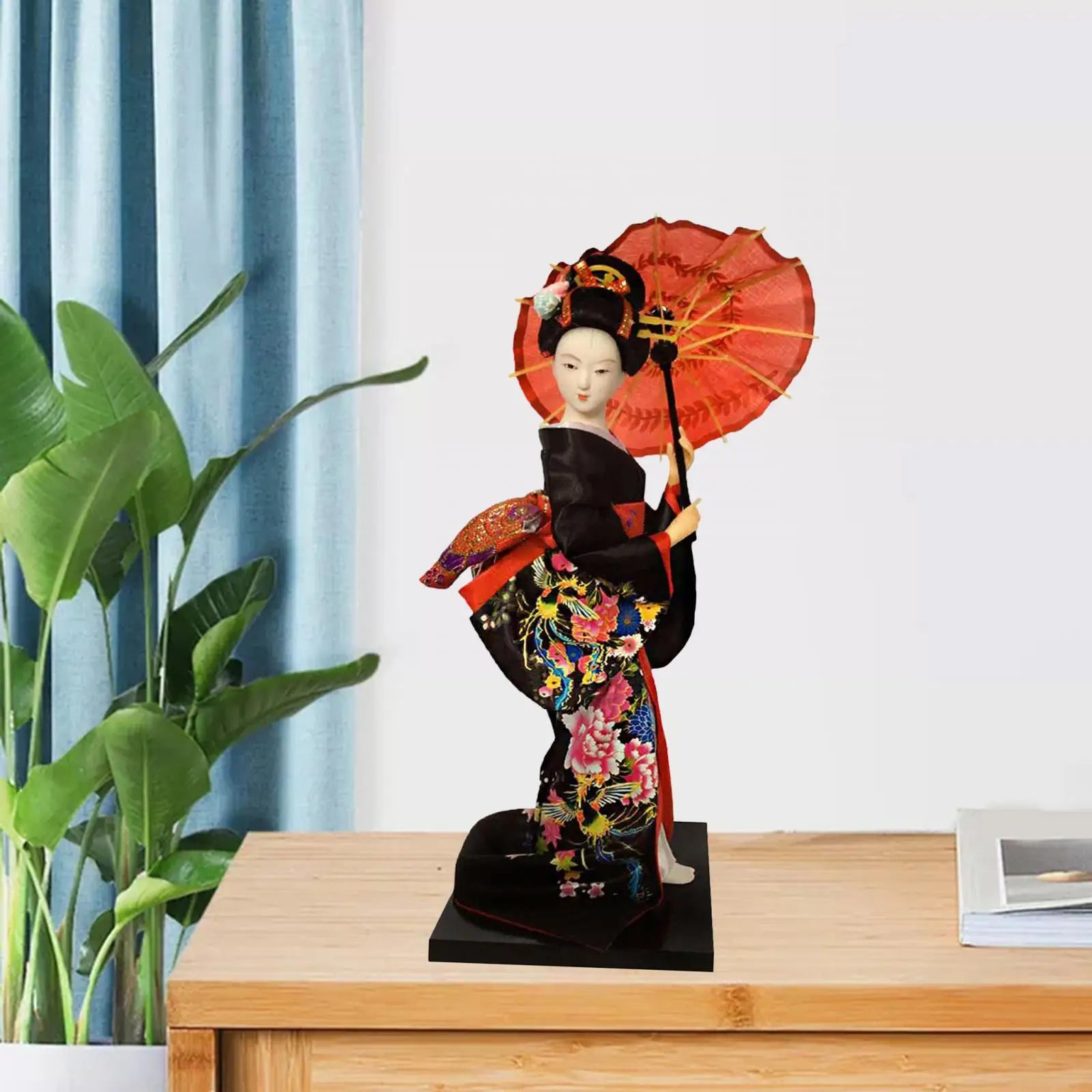 Japanese Geisha 9" Free Standing Oriental Ancient Kabuki Girl Statue Kimono Dolls Ornament for Shelf Table Home Office Decor