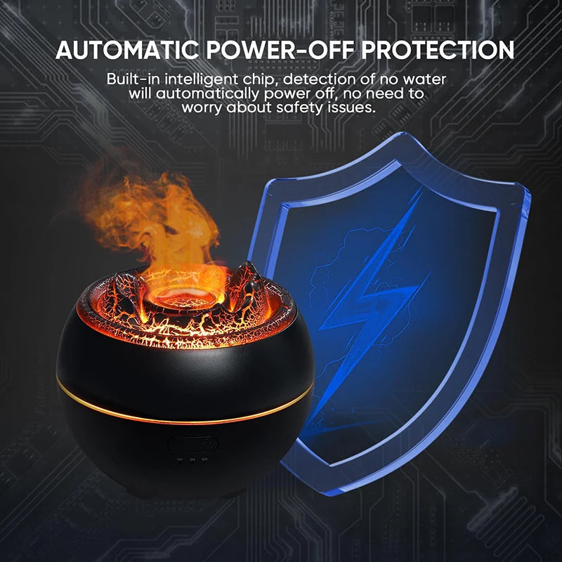 Essential Diffuser Volcano Fire Flame Aromatherapy Diffuser 360ml Ultrasonic Cool Mist Humidifier Aroma Diffuser For Home Room