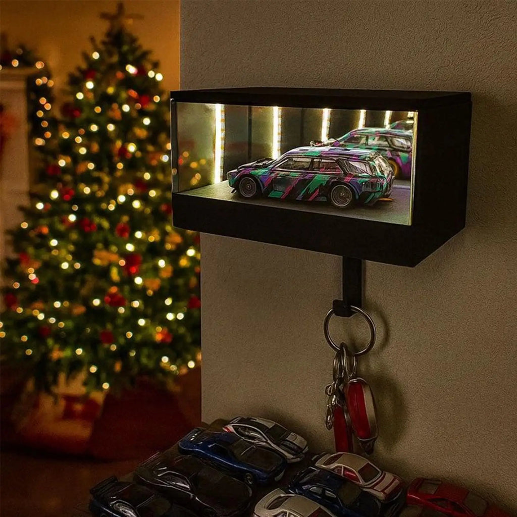 Car Garage Key Holder Key Organizer with LED Light Car Key Hanger for Door Apartment Home Office Entryway (car not included)