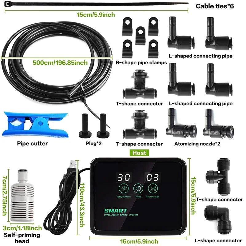 Terrarium Fogger Misting System Rainforest Sprayer Indoor Plant Watering System Automatic Misting for Reptiles Chameleons Herbs