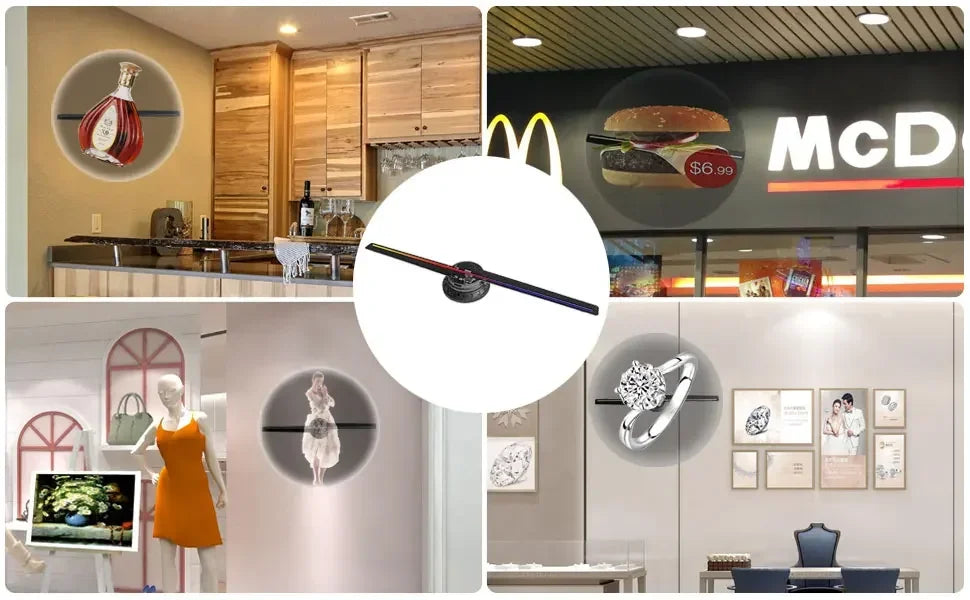 3D Hologram Fan 42CM 3D Holographic Projector Advertising Display Light HD Holographic Projector for Stores Bars Party Xmas